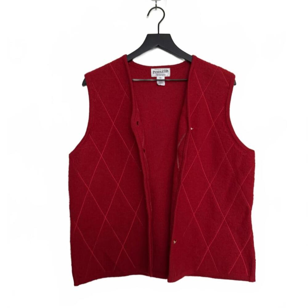 Pendleton Red Diamond Pattern Wool Vest